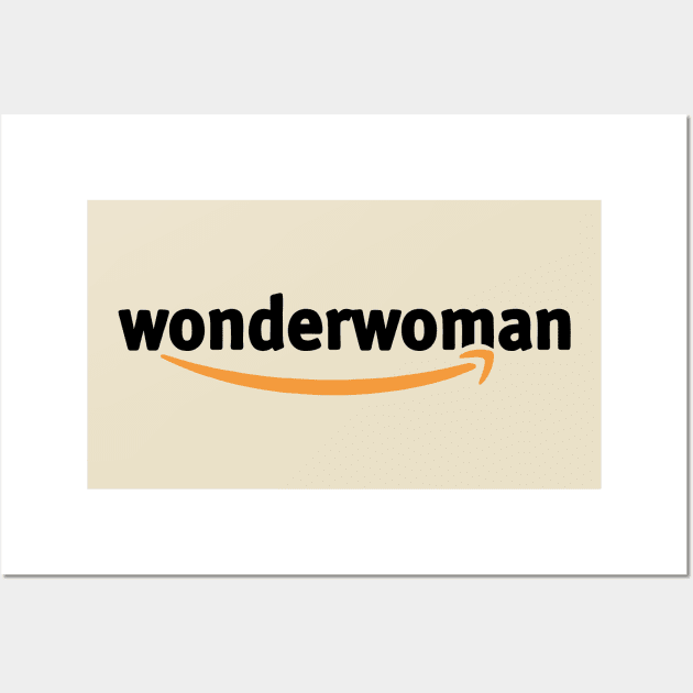 Wonder Woman, Amazon Princess (black type) - Amazon logo parody T-Shirt Wall Art by TSHIRTS 1138